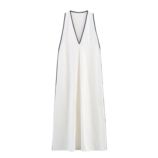 Women's European and American style V-neck sleeveless loose casual dress