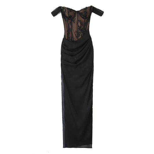 Sexy lace lace wrapped strapless dress